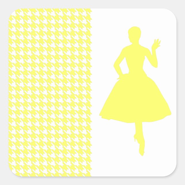 Adesivo Quadrado Lemonade Modern Houndstooth c/ Fashion Silhouette (Frente)