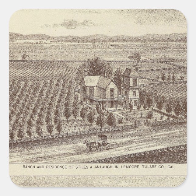 Adesivo Quadrado Lemoore, fazendas de Armona (Frente)