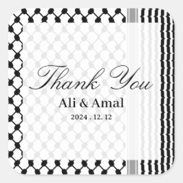 Adesivo Quadrado Lenço Palestino Hatta Keffiyeh Obrigado Casamento