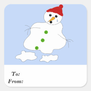 Adesivo Quadrado Lentamente Derretendo Snowman
