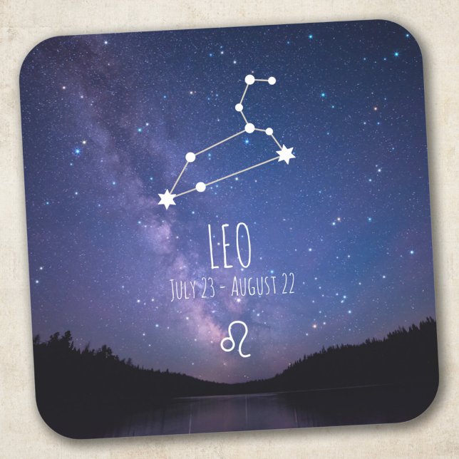 Adesivo Quadrado Leo | Constelação Zodiac Personalizada (Criador carregado)