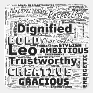 Adesivo Quadrado Leo Zodiac Word Cloud Inspiration