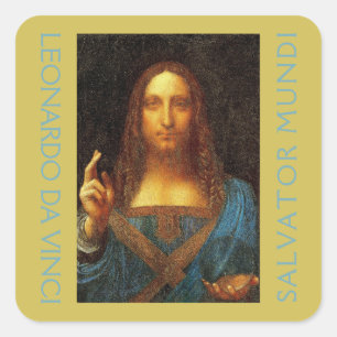 Adesivo Quadrado Leonardo da Vinci 1500, Salvator Mundi Art