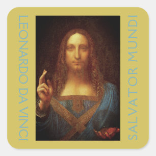 Adesivo Quadrado Leonardo da Vinci 1500, Salvator Mundi Art