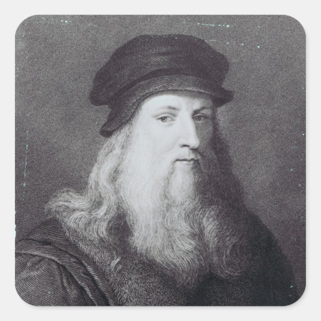 Adesivo Quadrado Leonardo da Vinci, gravado por Raphael (Frente)