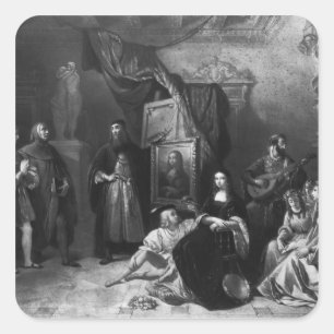 Adesivo Quadrado Leonardo da Vinci que pinta o Gioconda