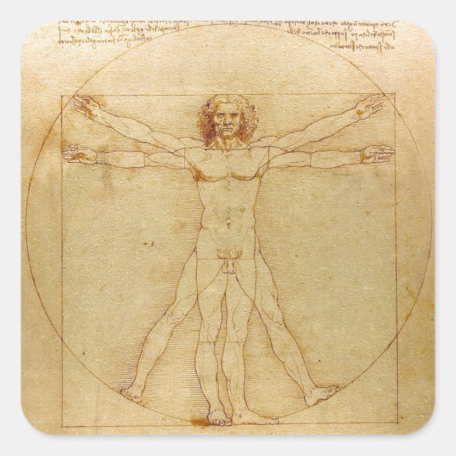 Adesivo Quadrado Leonardo da Vinci , Vitruvian Man (Frente)
