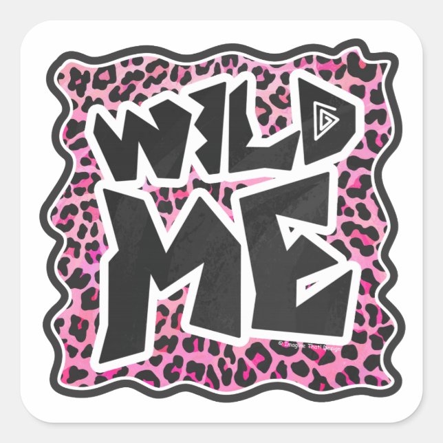 Adesivo Quadrado Leopard me Wild Black and Hot Pink Design (Frente)