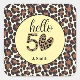 Adesivo Quadrado Leopard Print 50th Birthday