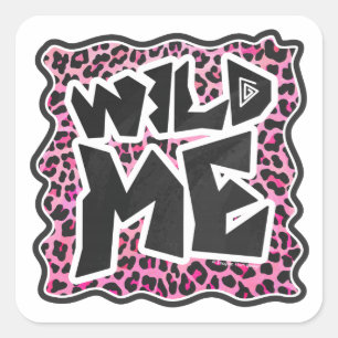 Adesivo Quadrado Leopard Wild Me Design preto e rosa quente