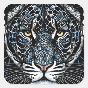 Adesivo Quadrado Leopardo Animal Exótico Estilo Ousado de Safari Pr