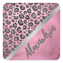 Leopardo brilhante impresso a rosa quente brilhant