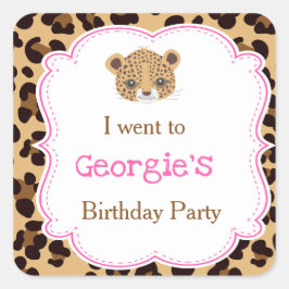 Adesivo Quadrado Leopardo - Impressão Rosa Quatrefoil 'Eu fui para'