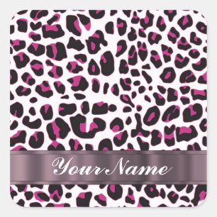 Adesivo Quadrado Leopardo rosa