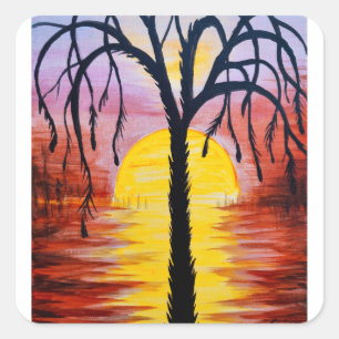 Adesivo Quadrado Lepidodendron no pôr do sol carbônico