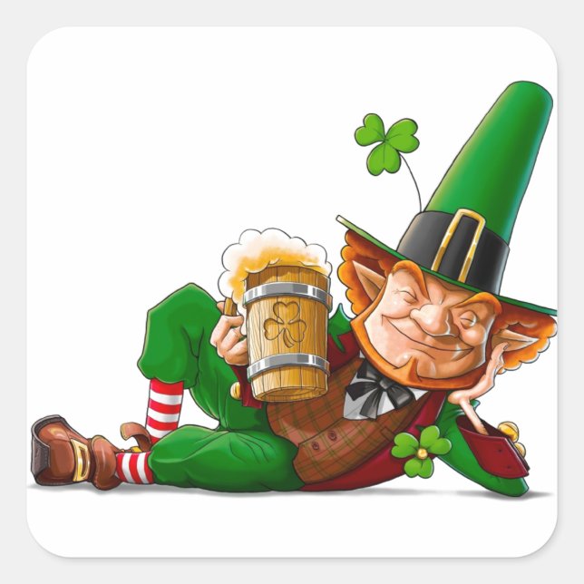 Adesivo Quadrado Leprechaun Cheer (Frente)