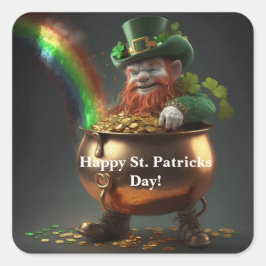 Adesivo Quadrado Leprechaun Pot Of Gold 