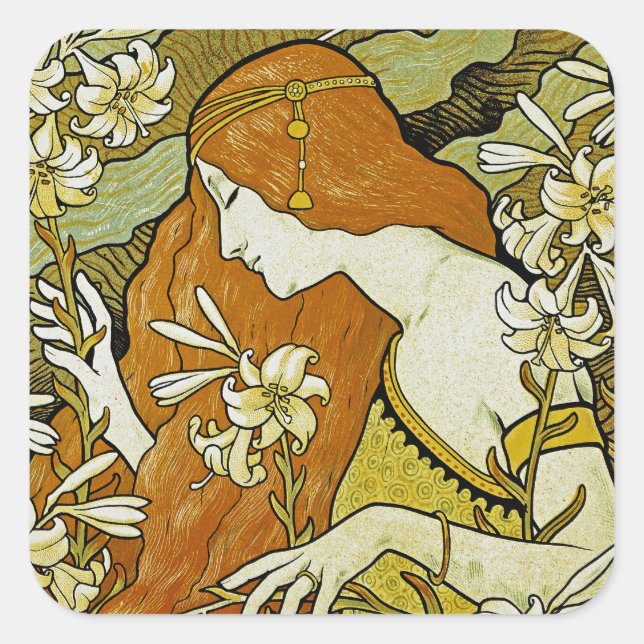 Adesivo Quadrado L'Ermitage Art Nouveau Floral (Frente)