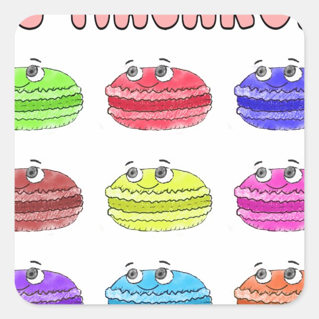 Adesivo Quadrado Les Macarons — Cartoon (Frente)