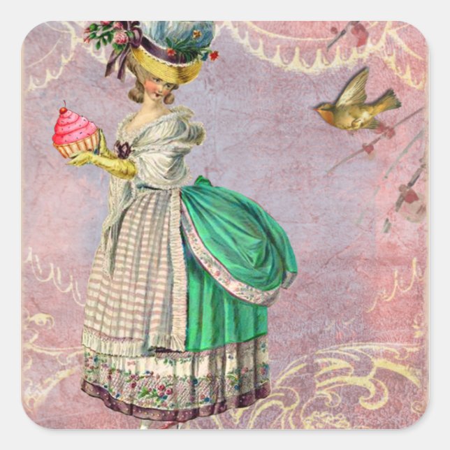 Adesivo Quadrado Les Petits Gateaux Marie Antoinette Cupcake (Frente)