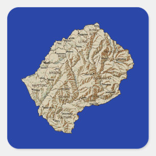 Adesivo Quadrado Lesoto Map Sticker