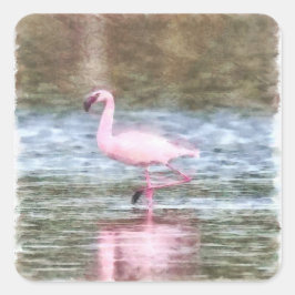 Adesivo Quadrado Lesser Flamingo Watercolor
