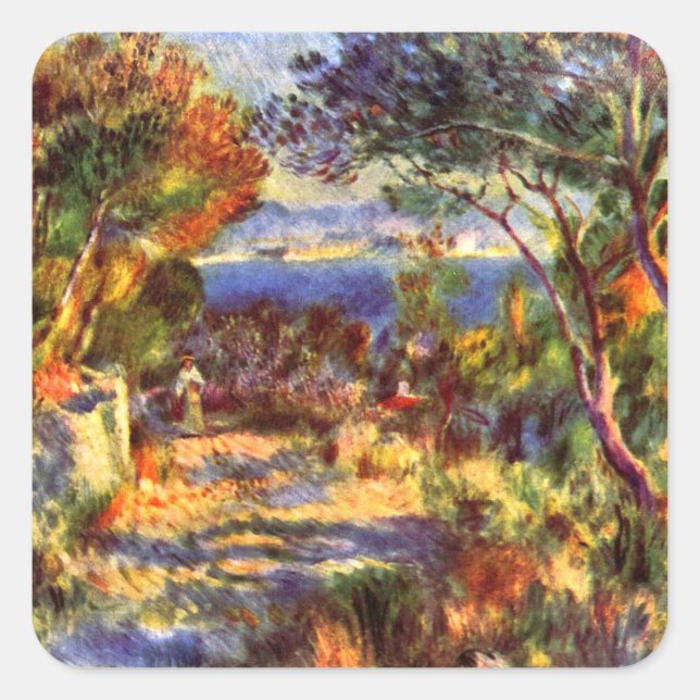Adesivo Quadrado L'Estaque de Pierre Renoir, Impressionismo Vintage (Frente)