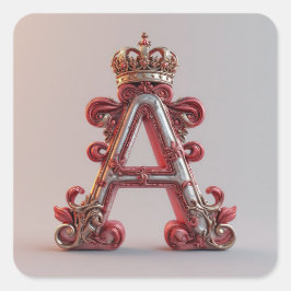 Adesivo Quadrado Letra A Majestosa Ornamentada com Coroa