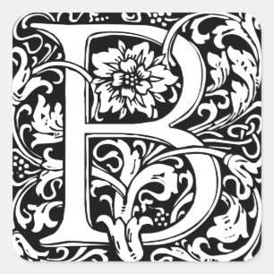 Adesivo Quadrado Letra B Monograma Medieval Arte Nova