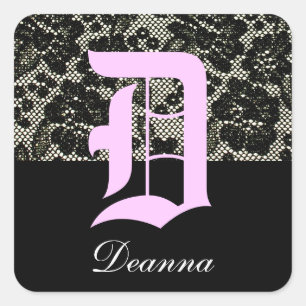 Adesivo Quadrado Letra branca e preta monogramas D Sticker