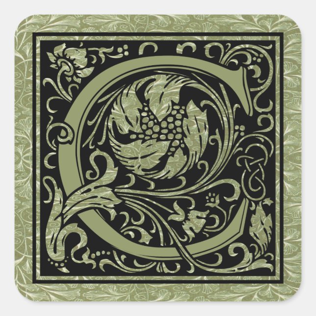 Adesivo Quadrado Letra C - Primeira Letra Monograma (Frente)