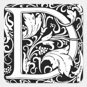 Adesivo Quadrado Letra D Monograma Medieval Arte Nova