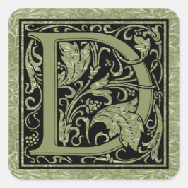 Adesivo Quadrado Letra D - Primeira Letra Monograma