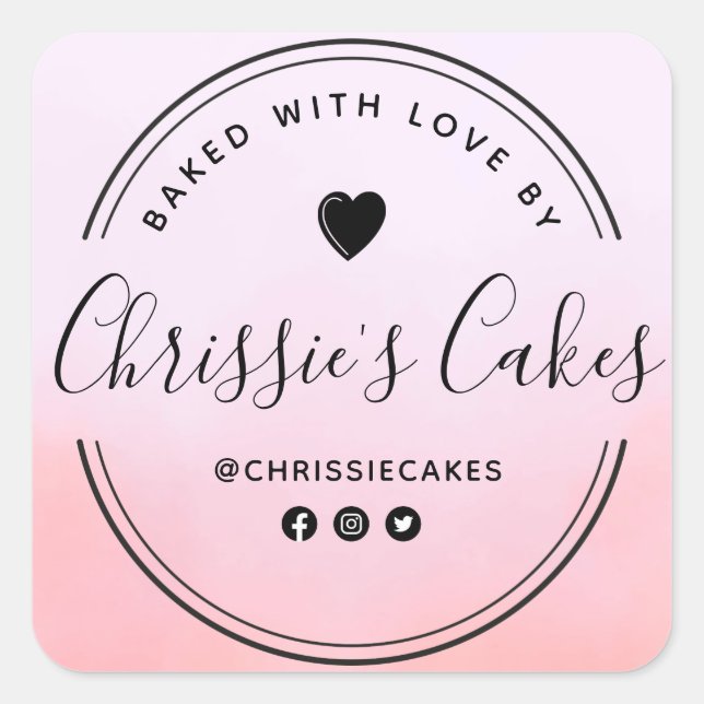 Adesivo Quadrado Letra de encantadora aquarela caseira (Frente)