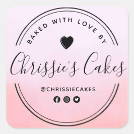 Adesivo Quadrado Letra de encantadora aquarela caseira