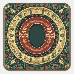 Adesivo Quadrado Letra de Feriado O: Vermelho, Verde, Dourado com V