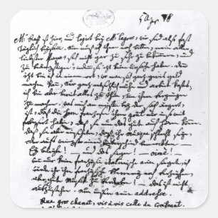 Adesivo Quadrado Letra de Mozart a seu pai, o 5 de abril