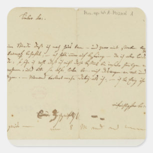 Adesivo Quadrado Letra de Mozart a um freemason, em janeiro de 1786