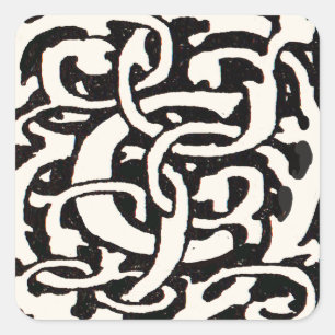 Adesivo Quadrado Letra de Nouveau da arte do monograma C do vintage