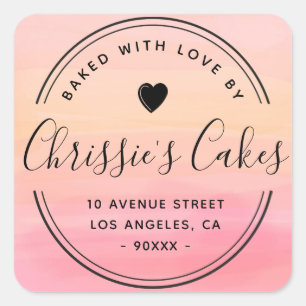 Adesivo Quadrado letra de script de laranja de cor aquática