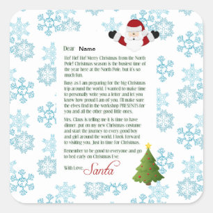 Adesivo Quadrado Letra do papai noel