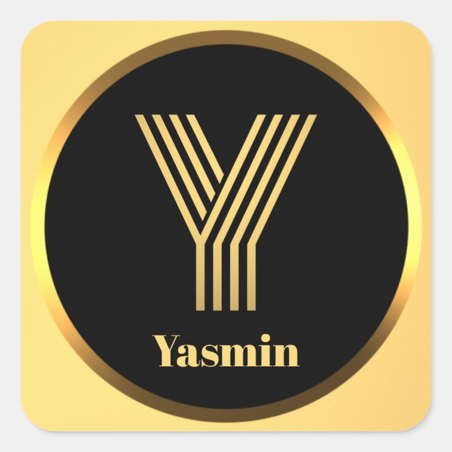 Adesivo Quadrado Letra Dourada personalizada Y (Frente)