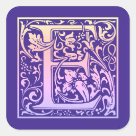 Adesivo Quadrado Letra E Colorida Gradiente da Primeira Letra Vinta