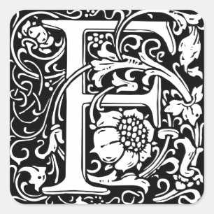 Adesivo Quadrado Letra F Monograma Medieval Art Nouveau