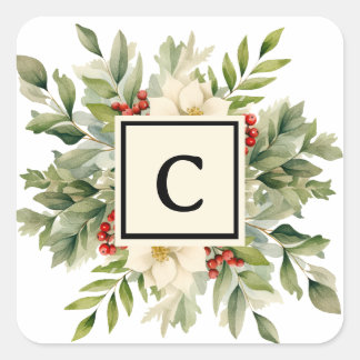 Adesivo Quadrado Letra Floral Monograma de Natal