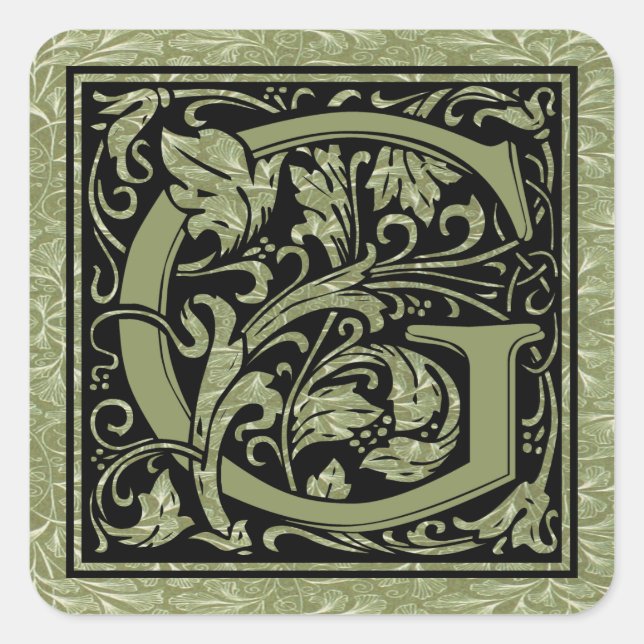 Adesivo Quadrado Letra G Primeira Letra Monograma (Frente)