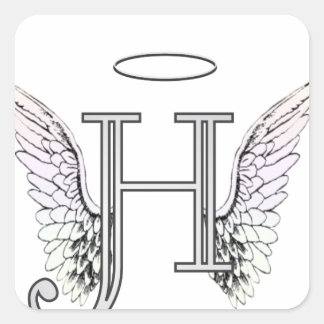 Adesivo Quadrado Letra H Monograma Inicial com Anjos e Halo
