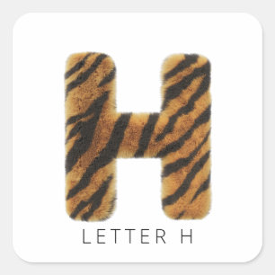 Adesivo Quadrado Letra H Pelo de Tigre