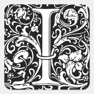 Adesivo Quadrado Letra I Monograma Medieval Arte Nova