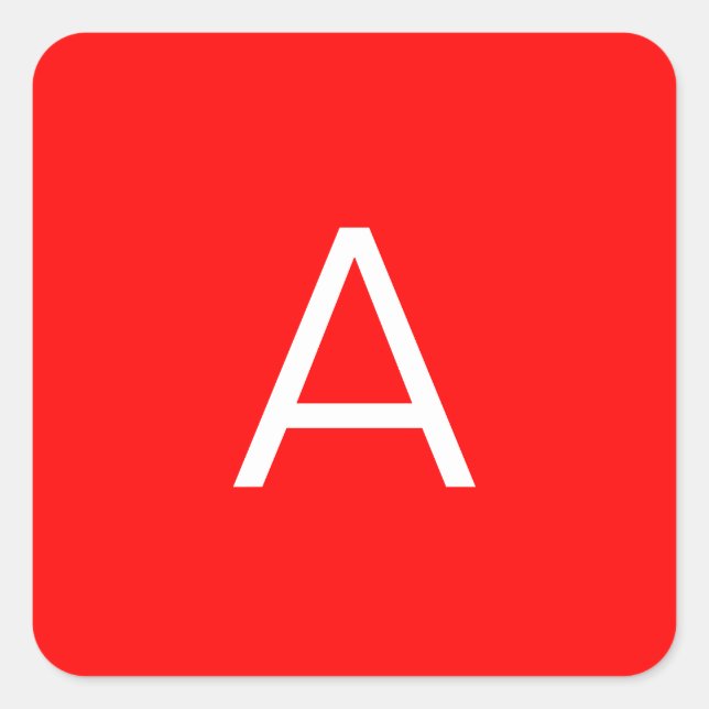 Adesivo Quadrado Letra inicial do monograma vermelho profissional (Frente)